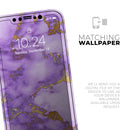 Purple Marble & Digital Gold Foil V2 - Protective Skin Wrap & Decal – Compatible with iPhone SE to iPhone 17 Pro Max (All Models)
