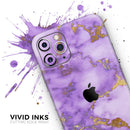Purple Marble & Digital Gold Foil V2 - Protective Skin Wrap & Decal – Compatible with iPhone SE to iPhone 17 Pro Max (All Models)