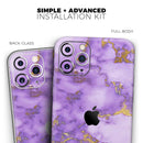 Purple Marble & Digital Gold Foil V2 - Protective Skin Wrap & Decal – Compatible with iPhone SE to iPhone 17 Pro Max (All Models)