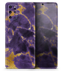 Purple Marble & Digital Gold Foil V3 2 - Skin-Kit for the Samsung Galaxy S-Series S20, S20 Plus, S20 Ultra , S10 & others (All Galaxy Devices Available)