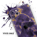 Purple Marble & Digital Gold Foil V3 2 - Protective Skin Wrap & Decal – Compatible with iPhone SE to iPhone 17 Pro Max (All Models)