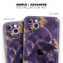 Purple Marble & Digital Gold Foil V3 2 - Protective Skin Wrap & Decal – Compatible with iPhone SE to iPhone 17 Pro Max (All Models)