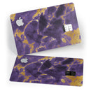 Purple Marble & Digital Gold Foil V3 - Premium Protective Decal Skin-Kit for the Apple Credit Card