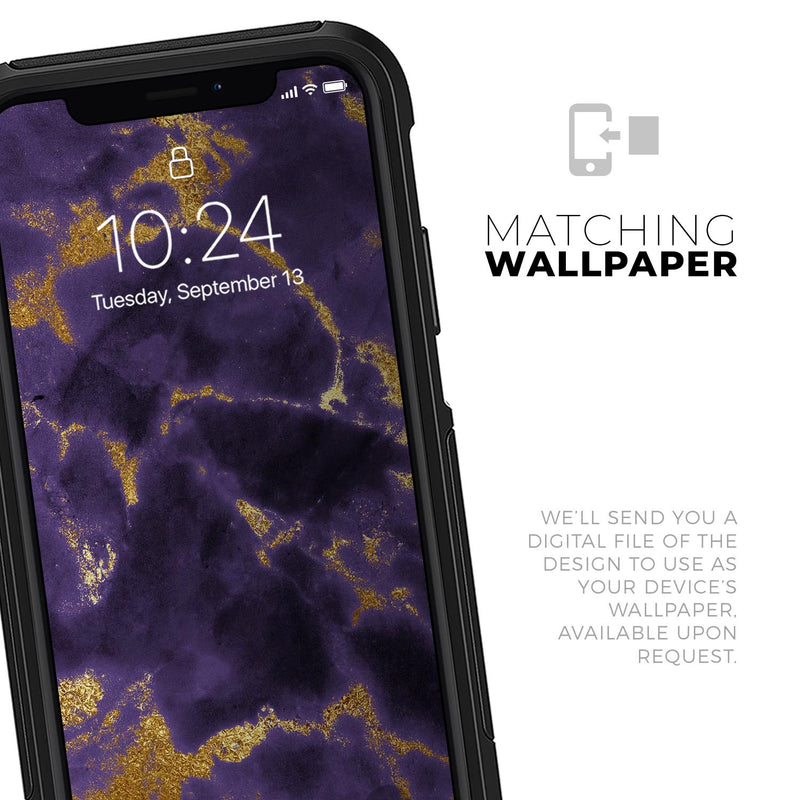 Purple Marble & Digital Gold Foil V3 - Skin Kit for the iPhone OtterBox Cases