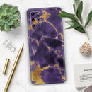 Purple Marble & Digital Gold Foil V3 - Premium Vinyl Skin Decal for Samsung Galaxy S25 Ultra, S24, S23, S22 & All Galaxy S Models