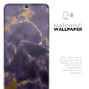 Purple Marble & Digital Gold Foil V3 - Premium Vinyl Skin Decal for Samsung Galaxy S25 Ultra, S24, S23, S22 & All Galaxy S Models