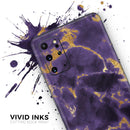 Purple Marble & Digital Gold Foil V3 - Premium Vinyl Skin Decal for Samsung Galaxy S25 Ultra, S24, S23, S22 & All Galaxy S Models