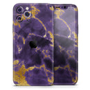 Purple Marble & Digital Gold Foil V3 - Protective Skin Wrap & Decal – Compatible with iPhone SE to iPhone 17 Pro Max (All Models)