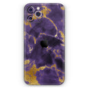 Purple Marble & Digital Gold Foil V3 - Protective Skin Wrap & Decal – Compatible with iPhone SE to iPhone 17 Pro Max (All Models)