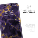Purple Marble & Digital Gold Foil V3 - Protective Skin Wrap & Decal – Compatible with iPhone SE to iPhone 17 Pro Max (All Models)