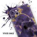 Purple Marble & Digital Gold Foil V3 - Protective Skin Wrap & Decal – Compatible with iPhone SE to iPhone 17 Pro Max (All Models)