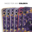 Purple Marble & Digital Gold Foil V3 - Protective Skin Wrap & Decal – Compatible with iPhone SE to iPhone 17 Pro Max (All Models)