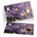 Purple Marble & Digital Gold Foil V4 - Premium Protective Decal Skin-Kit for the Apple Credit Card