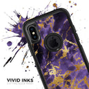 Purple Marble & Digital Gold Foil V4 - Skin Kit for the iPhone OtterBox Cases