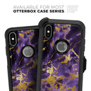 Purple Marble & Digital Gold Foil V4 - Skin Kit for the iPhone OtterBox Cases