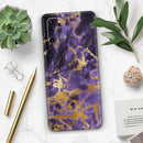 Purple Marble & Digital Gold Foil V4 - Premium Vinyl Skin Decal for Samsung Galaxy S25 Ultra, S24, S23, S22 & All Galaxy S Models