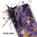 Purple Marble & Digital Gold Foil V4 - Premium Vinyl Skin Decal for Samsung Galaxy S25 Ultra, S24, S23, S22 & All Galaxy S Models
