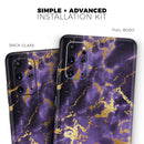 Purple Marble & Digital Gold Foil V4 - Premium Vinyl Skin Decal for Samsung Galaxy S25 Ultra, S24, S23, S22 & All Galaxy S Models