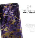 Purple Marble & Digital Gold Foil V4 - Protective Skin Wrap & Decal – Compatible with iPhone SE to iPhone 17 Pro Max (All Models)