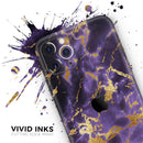 Purple Marble & Digital Gold Foil V4 - Protective Skin Wrap & Decal – Compatible with iPhone SE to iPhone 17 Pro Max (All Models)