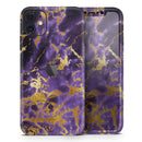 Purple Marble & Digital Gold Foil V4 - Protective Skin Wrap & Decal – Compatible with iPhone SE to iPhone 17 Pro Max (All Models)