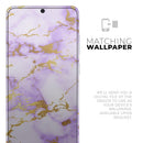 Purple Marble & Digital Gold Foil V5 - Premium Vinyl Skin Decal for Samsung Galaxy S25 Ultra, S24, S23, S22 & All Galaxy S Models