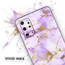 Purple Marble & Digital Gold Foil V5 - Premium Vinyl Skin Decal for Samsung Galaxy S25 Ultra, S24, S23, S22 & All Galaxy S Models