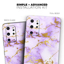 Purple Marble & Digital Gold Foil V5 - Premium Vinyl Skin Decal for Samsung Galaxy S25 Ultra, S24, S23, S22 & All Galaxy S Models