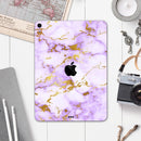 Purple Marble & Digital Gold Foil V5 - Full Body Skin Decal for the Apple iPad Pro 12.9", 11", 10.5", 9.7", Air or Mini (All Models Available)