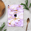 Purple Marble & Digital Gold Foil V5 - Full Body Skin Decal for the Apple iPad Pro 12.9", 11", 10.5", 9.7", Air or Mini (All Models Available)