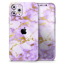 Purple Marble & Digital Gold Foil V5 - Protective Skin Wrap & Decal – Compatible with iPhone SE to iPhone 17 Pro Max (All Models)