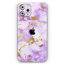 Purple Marble & Digital Gold Foil V5 - Protective Skin Wrap & Decal – Compatible with iPhone SE to iPhone 17 Pro Max (All Models)