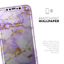 Purple Marble & Digital Gold Foil V5 - Protective Skin Wrap & Decal – Compatible with iPhone SE to iPhone 17 Pro Max (All Models)