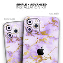Purple Marble & Digital Gold Foil V5 - Protective Skin Wrap & Decal – Compatible with iPhone SE to iPhone 17 Pro Max (All Models)