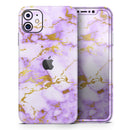 Purple Marble & Digital Gold Foil V5 - Protective Skin Wrap & Decal – Compatible with iPhone SE to iPhone 17 Pro Max (All Models)