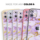Purple Marble & Digital Gold Foil V5 - Protective Skin Wrap & Decal – Compatible with iPhone SE to iPhone 17 Pro Max (All Models)
