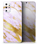Purple Marble & Digital Gold Foil V7 - Premium Vinyl Skin Decal for Samsung Galaxy S25 Ultra, S24, S23, S22 & All Galaxy S Models