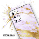 Purple Marble & Digital Gold Foil V7 - Premium Vinyl Skin Decal for Samsung Galaxy S25 Ultra, S24, S23, S22 & All Galaxy S Models