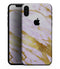 Purple Marble & Digital Gold Foil V7 - iPhone XS MAX, XS/X, 8/8+, 7/7+, 5/5S/SE Skin-Kit (All iPhones Available)