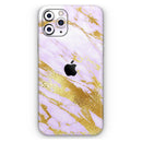 Purple Marble & Digital Gold Foil V7 - Protective Skin Wrap & Decal – Compatible with iPhone SE to iPhone 17 Pro Max (All Models)