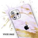Purple Marble & Digital Gold Foil V7 - Protective Skin Wrap & Decal – Compatible with iPhone SE to iPhone 17 Pro Max (All Models)