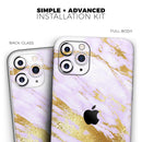 Purple Marble & Digital Gold Foil V7 - Protective Skin Wrap & Decal – Compatible with iPhone SE to iPhone 17 Pro Max (All Models)