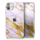 Purple Marble & Digital Gold Foil V7 - Protective Skin Wrap & Decal – Compatible with iPhone SE to iPhone 17 Pro Max (All Models)