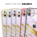 Purple Marble & Digital Gold Foil V7 - Protective Skin Wrap & Decal – Compatible with iPhone SE to iPhone 17 Pro Max (All Models)