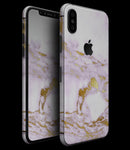 Purple Marble & Digital Gold Foil V8 - iPhone XS MAX, XS/X, 8/8+, 7/7+, 5/5S/SE Skin-Kit (All iPhones Available)