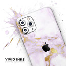 Purple Marble & Digital Gold Foil V8 - Protective Skin Wrap & Decal – Compatible with iPhone SE to iPhone 17 Pro Max (All Models)