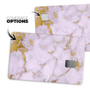 Purple Marble & Digital Gold Foil V9 - Premium Protective Decal Skin-Kit for the Apple Credit Card