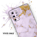 Purple Marble & Digital Gold Foil V9 - Premium Vinyl Skin Decal for Samsung Galaxy S25 Ultra, S24, S23, S22 & All Galaxy S Models