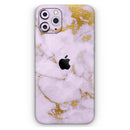 Purple Marble & Digital Gold Foil V9 - Protective Skin Wrap & Decal – Compatible with iPhone SE to iPhone 17 Pro Max (All Models)