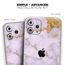 Purple Marble & Digital Gold Foil V9 - Protective Skin Wrap & Decal – Compatible with iPhone SE to iPhone 17 Pro Max (All Models)